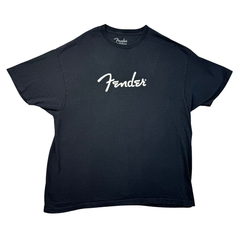Fender Shirt Mens Extra Extra Large Black Y2K Short Sleeve Guitar Crewneck Band